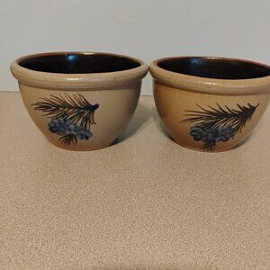 Rowe Pottery Works Grape Cluster Design 6" Mixing Bowls 2004, Set of 2